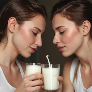 lesbians drinking milk