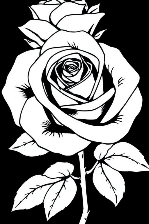rose clip art black and white