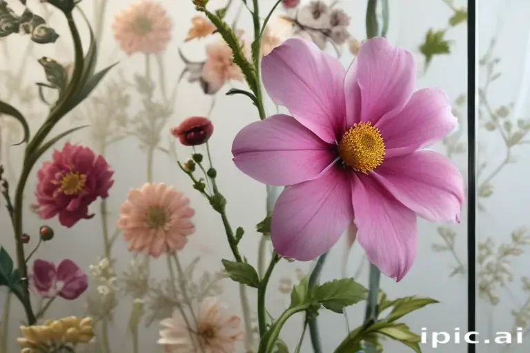 flowers behind glass wallpaper