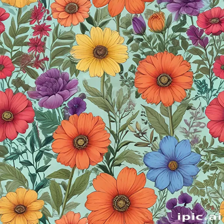 color drawings of flowers