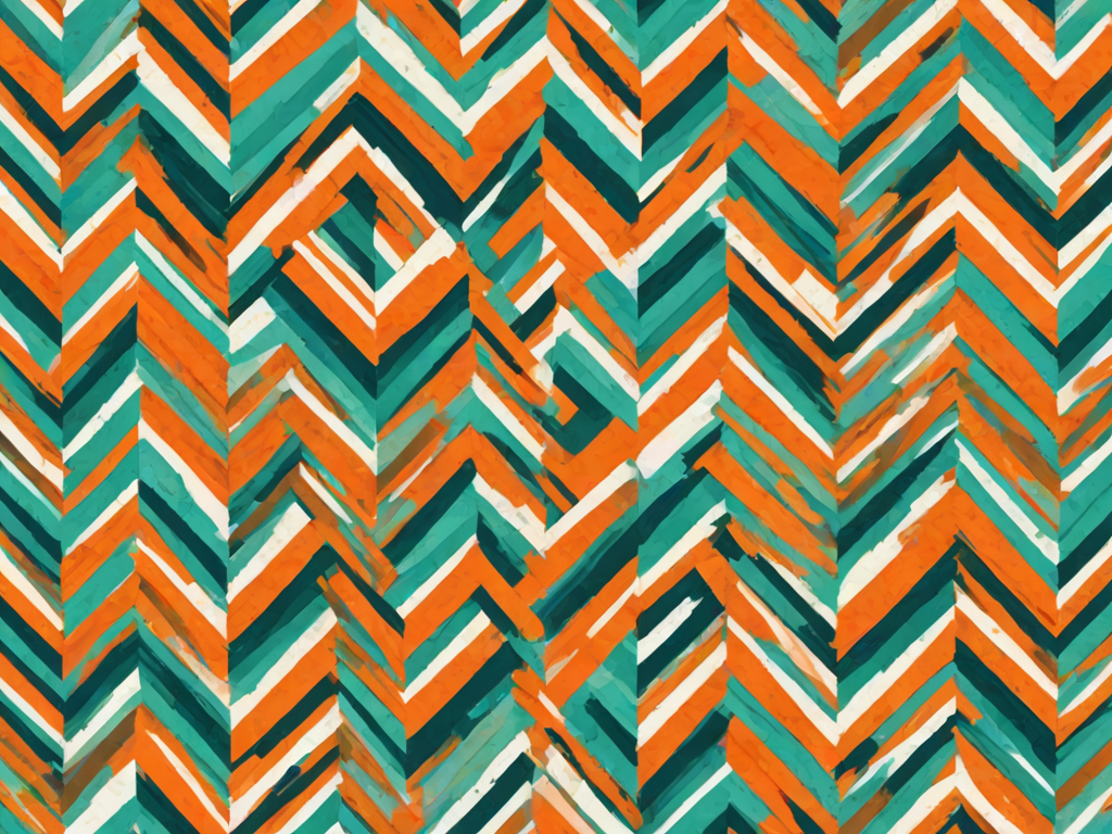 create a seamless pattern of zigzag stripes in vibrant colors including orange, teal, green, and white, with a clean and modern design