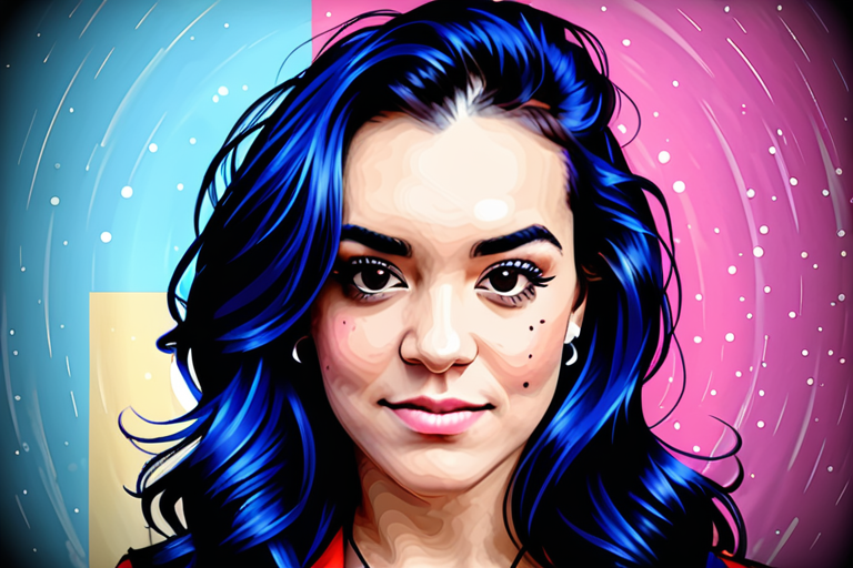 Portrait of a Young Woman with Vibrant Blue Hair and Radiant Expression