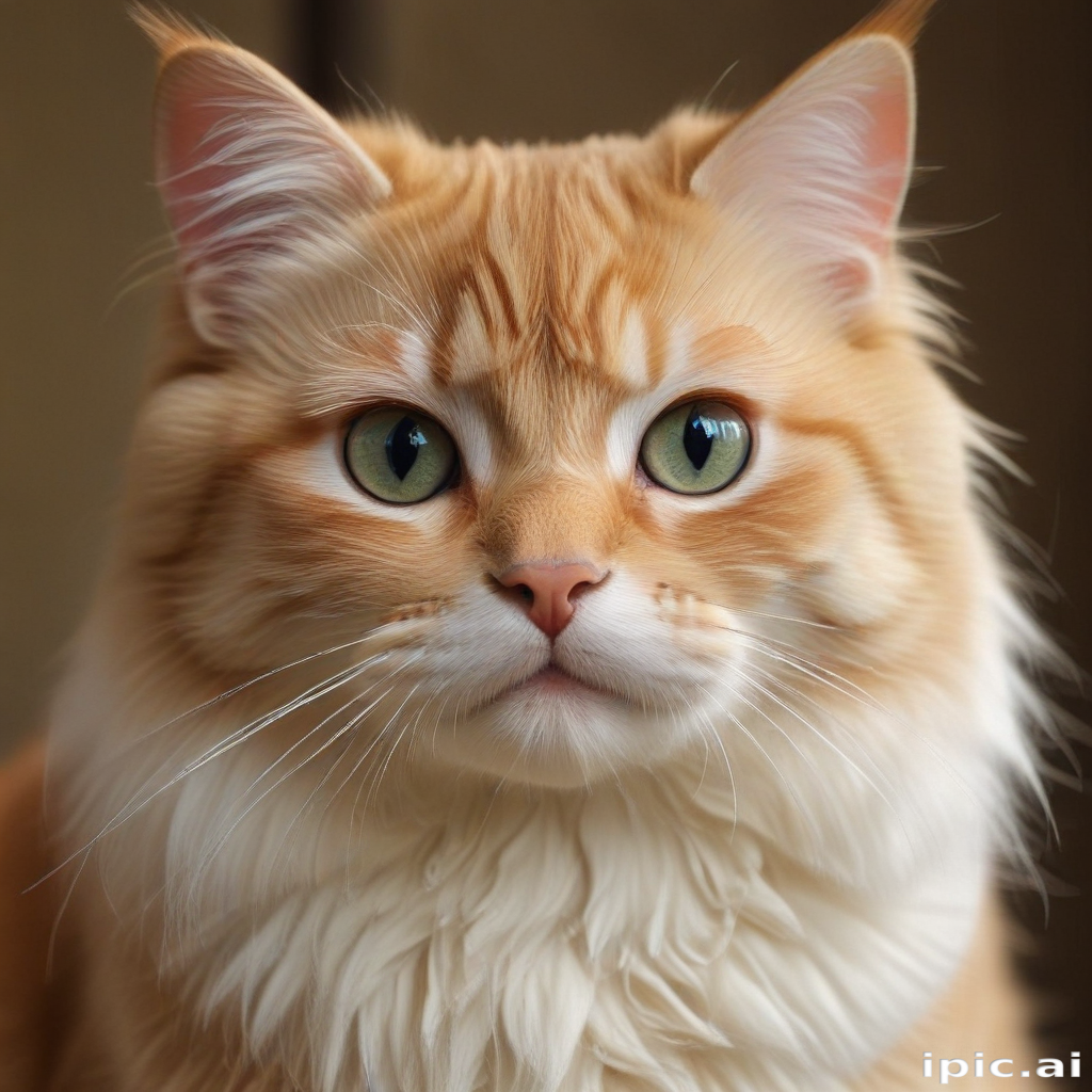 A Majestic Orange Cat with Striking Green Eyes and Fluffy Fur.