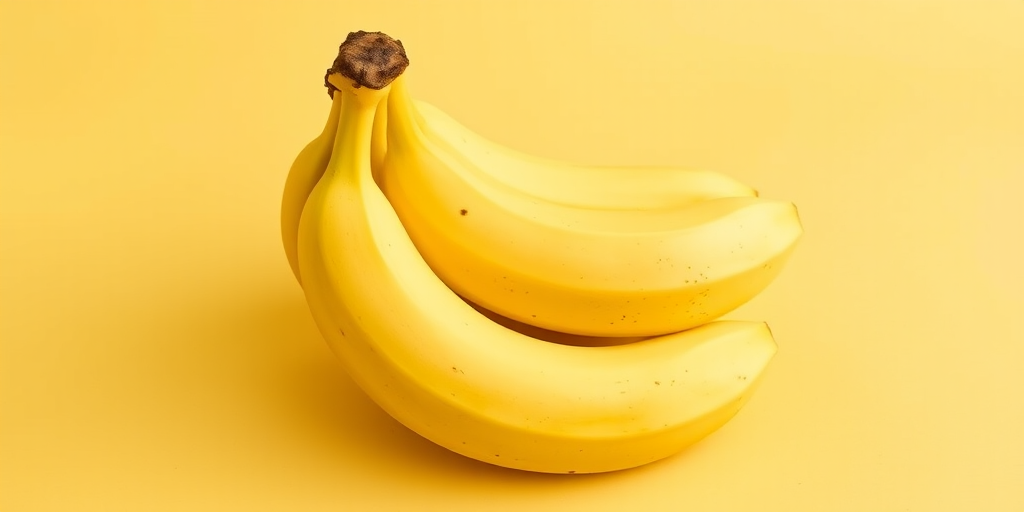 a cluster of four ripe yellow bananas with a smooth texture on a plain background