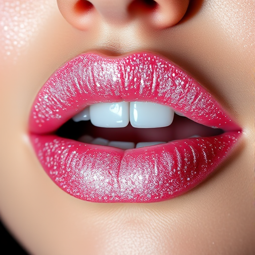 Dazzling "Diamond Dust" lips sparkling with finely milled glitter in a clear gloss base, catching and reflecting light for maximum brilliance