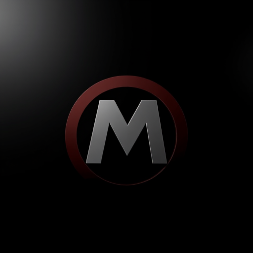 Create a high-resolution image of a stylized letter "M" representing a metro symbol, using a Canon EOS R5 camera, 50mm lens, f/1.8 aperture, ISO 100, and shot from a straight-on perspective, with bright lighting and a clean black background to enhance clarity and contrast.