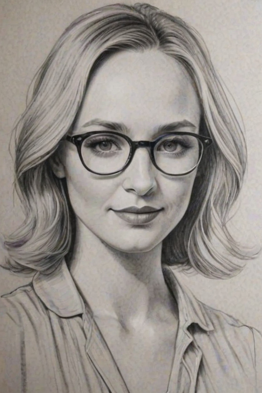 Beauteous Candice King, pencil sketch, portrait of Superb woman 1924s in glasses, hair style beatnik, outline, clear lines, fine lines, 8k