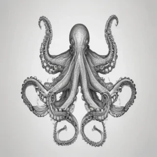 octopus clip art black and white