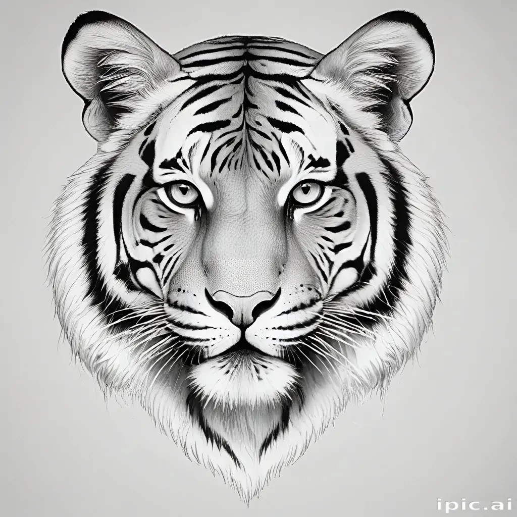 tiger clipart black and white