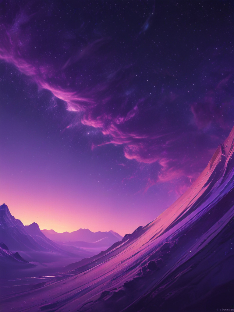 Majestic Purple Mountains Under a Starry Sky at Dusk