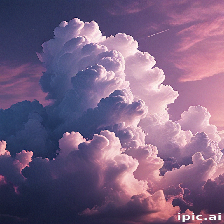 Majestic Cotton Candy Clouds Illuminated by the Warm Glow of Sunset.