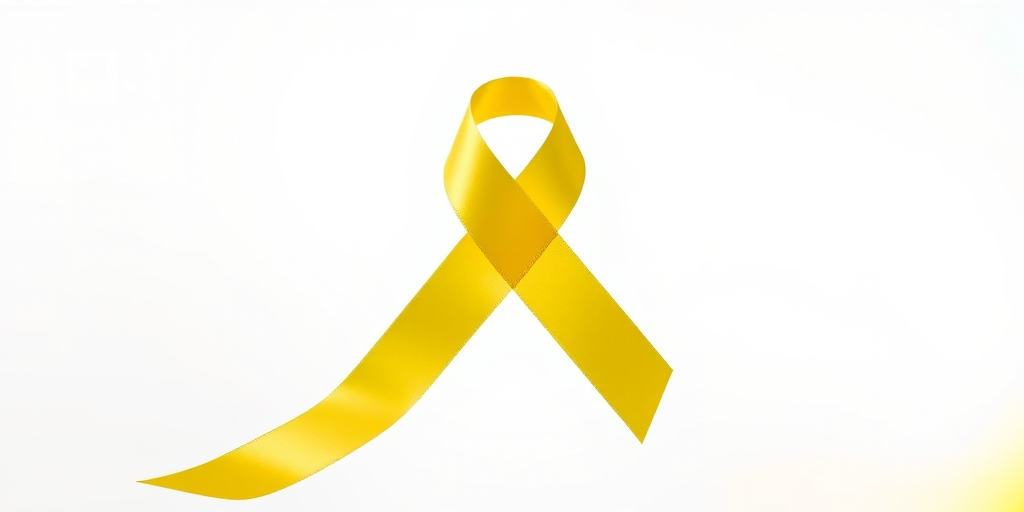 Create a high-resolution image of a yellow ribbon banner on a transparent background, with soft lighting, a slight shadow effect for depth, using a DSLR camera with a 50mm lens, aperture set to f/2.8, ISO 100, and a shallow depth of field for enhanced focus on the ribbon.