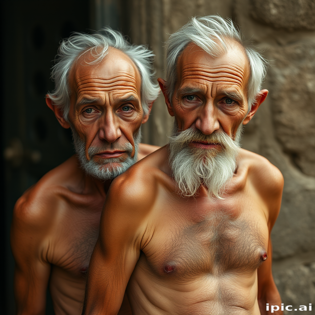 shirtless old men