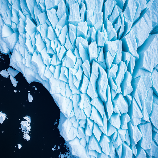 high-resolution aerial view of a glacier's icy surface showcasing intricate textures and formations, captured with a Canon EOS 5D Mark IV, 24mm lens, aperture f/8, ISO 100, shutter speed 1/200 sec, natural light for enhanced detail and clarity