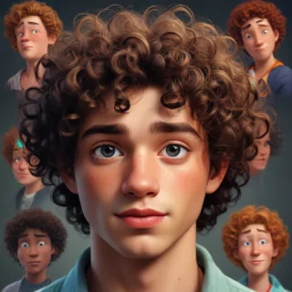 popular male cartoon characters with curly hair