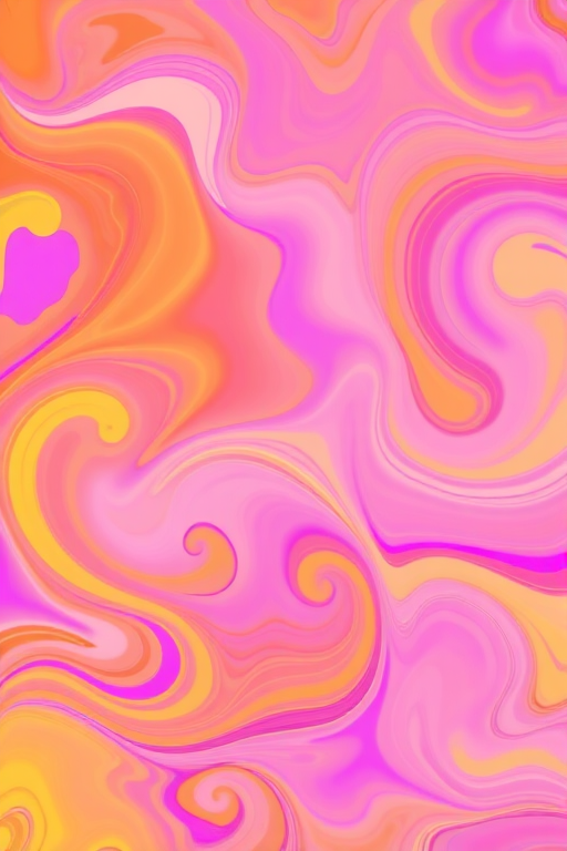 Generate a colorful abstract pattern featuring swirling shapes and soft gradients in shades of orange, purple, and yellow, using a DSLR camera, with a focal length of 50mm, aperture set to f/8, ISO 100, and a soft-focus effect to enhance the dreamy quality.