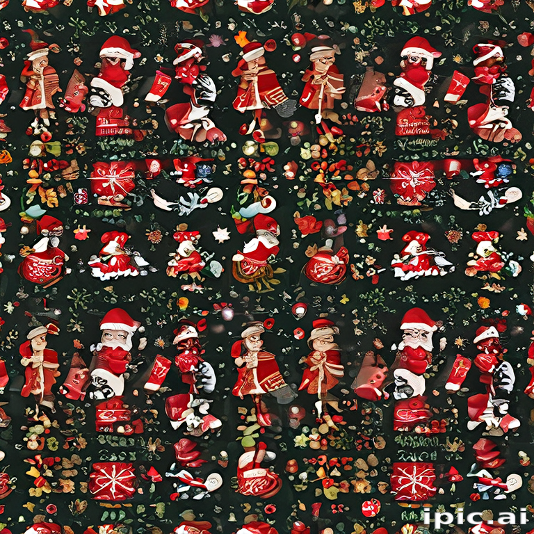 Festive Portrait Pattern Festive Holiday Pattern Featuring Santa, Gifts, and Cheerful Characters ...