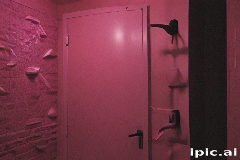 A Vibrant Pink Hallway Featuring Unique Textured Walls and Doorway.