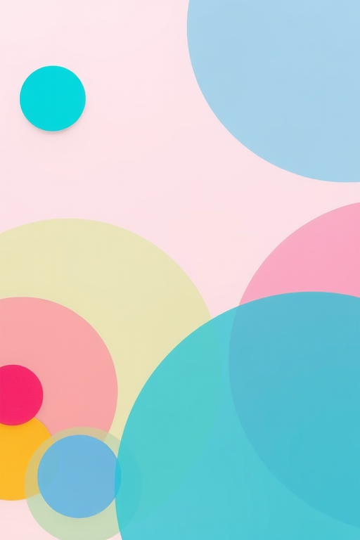 Create a vibrant abstract background with circular and curved shapes in various colors like blue, green, and pink, using a Canon EOS R5 with a 24-70mm lens, aperture f/8, ISO 100, and a wide-angle view to enhance image quality.