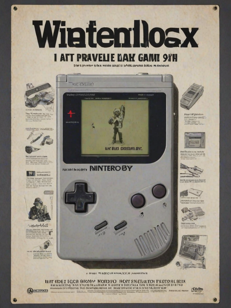 ww2proplora, An old propaganda poster featuring an original grey Nintendo Game Boy. Bold text reads
