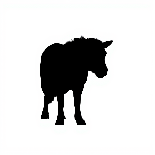 Create a high-resolution image of a minimalist black silhouette of an animal on a white background, using a DSLR camera with a 50mm lens at f/1.8, 1/250s shutter speed, and ISO 100, shot from a frontal view in natural light for enhanced clarity and contrast.