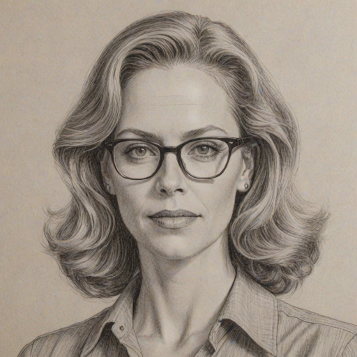 Appealing Ally Walker, pencil sketch, portrait of Resplendent woman 1943s in glasses, hair style beatnik, outline, clear lines, fine lines, 8k