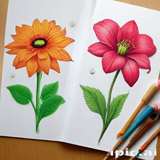 colored drawings of flowers