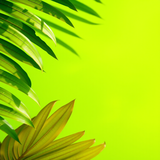 high-resolution tropical leaves border on a vibrant green background, macro lens, 50mm f/1.8, aperture priority mode, soft natural lighting, digital camera