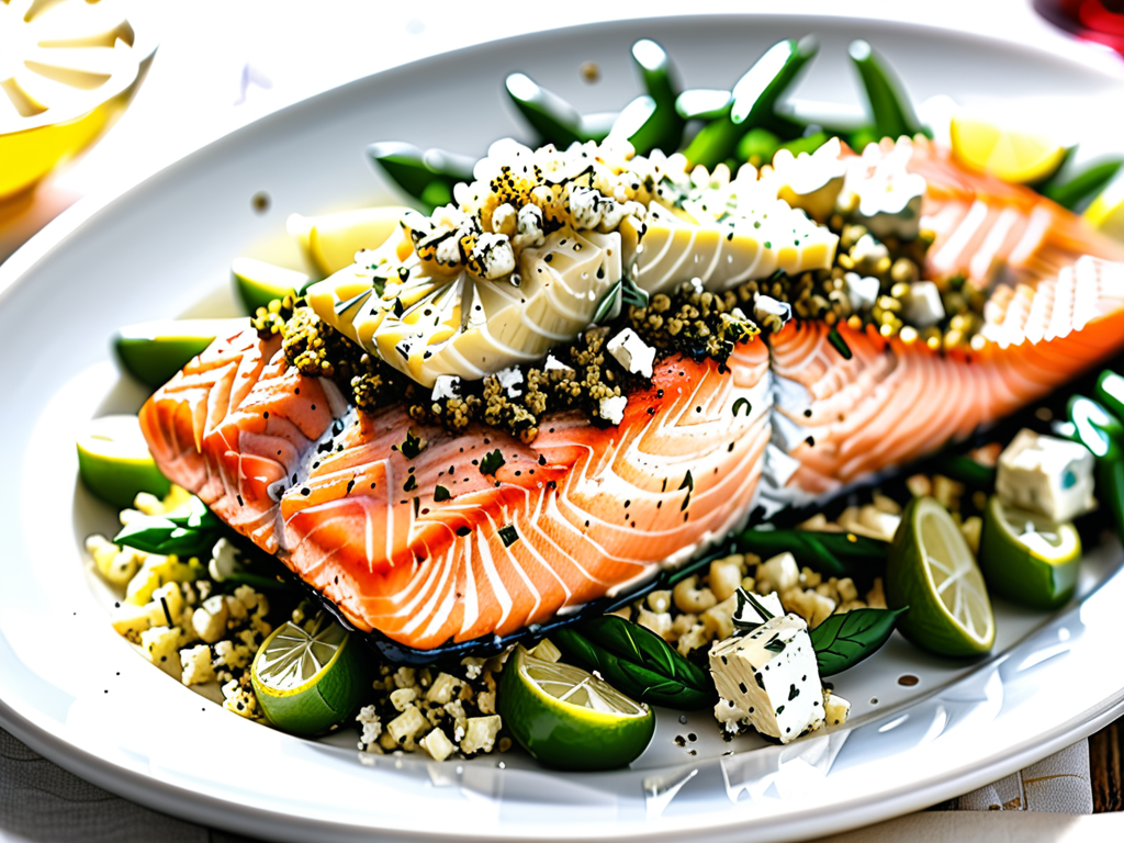 feta and herb crusted salmon