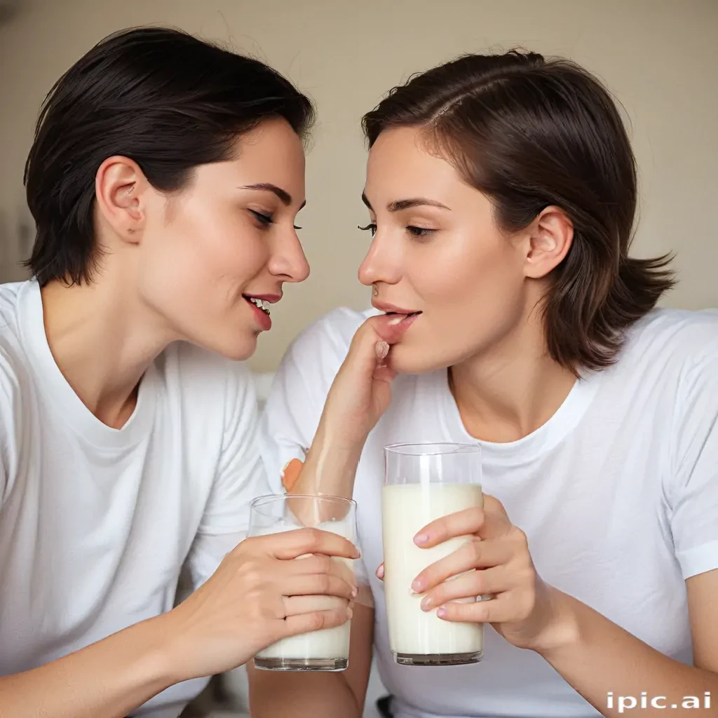 lesbians drinking milk