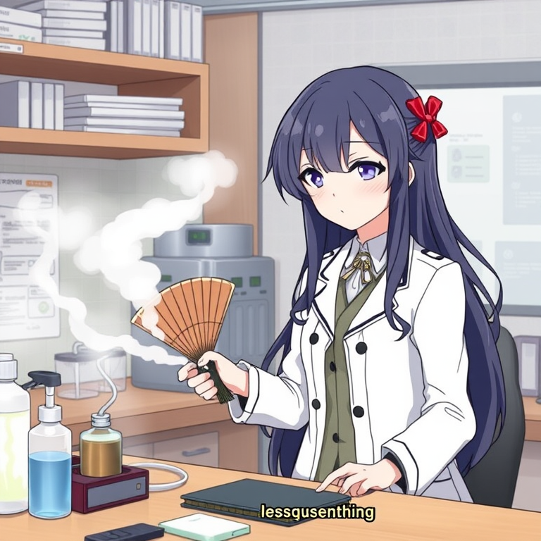 Experimenting with new gadgets in her lab, Naoto accidentally sets off a smoke bomb. Her coughs and hurried fanning, combined with a bashful apology, show her endearing, less polished side.