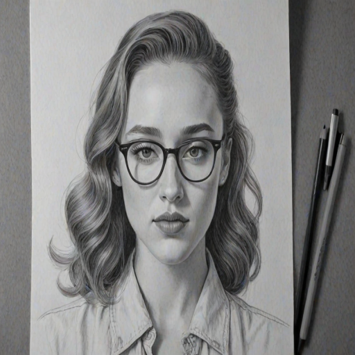 Beauteous Alycia Debnam-Carey, pencil sketch, portrait of Dazzling woman 1939s in glasses, hair style beatnik, outline, clear lines, fine lines, 8k