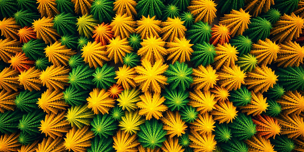 regenerate an artistic pattern of colorful Christmas trees, vibrant greens and yellows, in a seamless grid layout, shot with a Canon EOS R5, 50mm lens, aperture f/8, ISO 100, top-down view for clarity and detail, in a bright and well-lit environment.