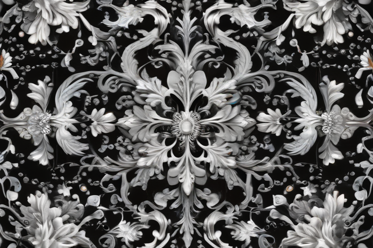 Intricate Black and White Floral Pattern with Elegant Swirls and Details