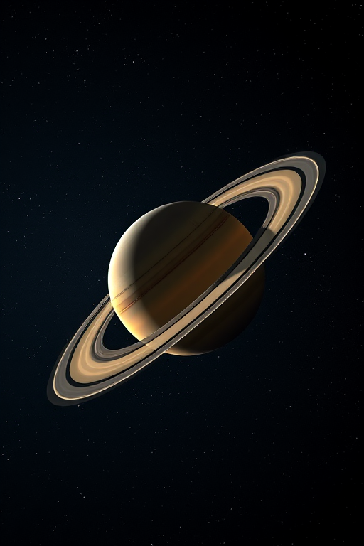 A breathtaking view of Saturn in space with its rings and moons visible, shot with a wide-angle lens at f/8, 20mm focal length, ISO 100, using a DSLR camera in high dynamic range mode, capturing the rich colors and details of the planets against a starry background.