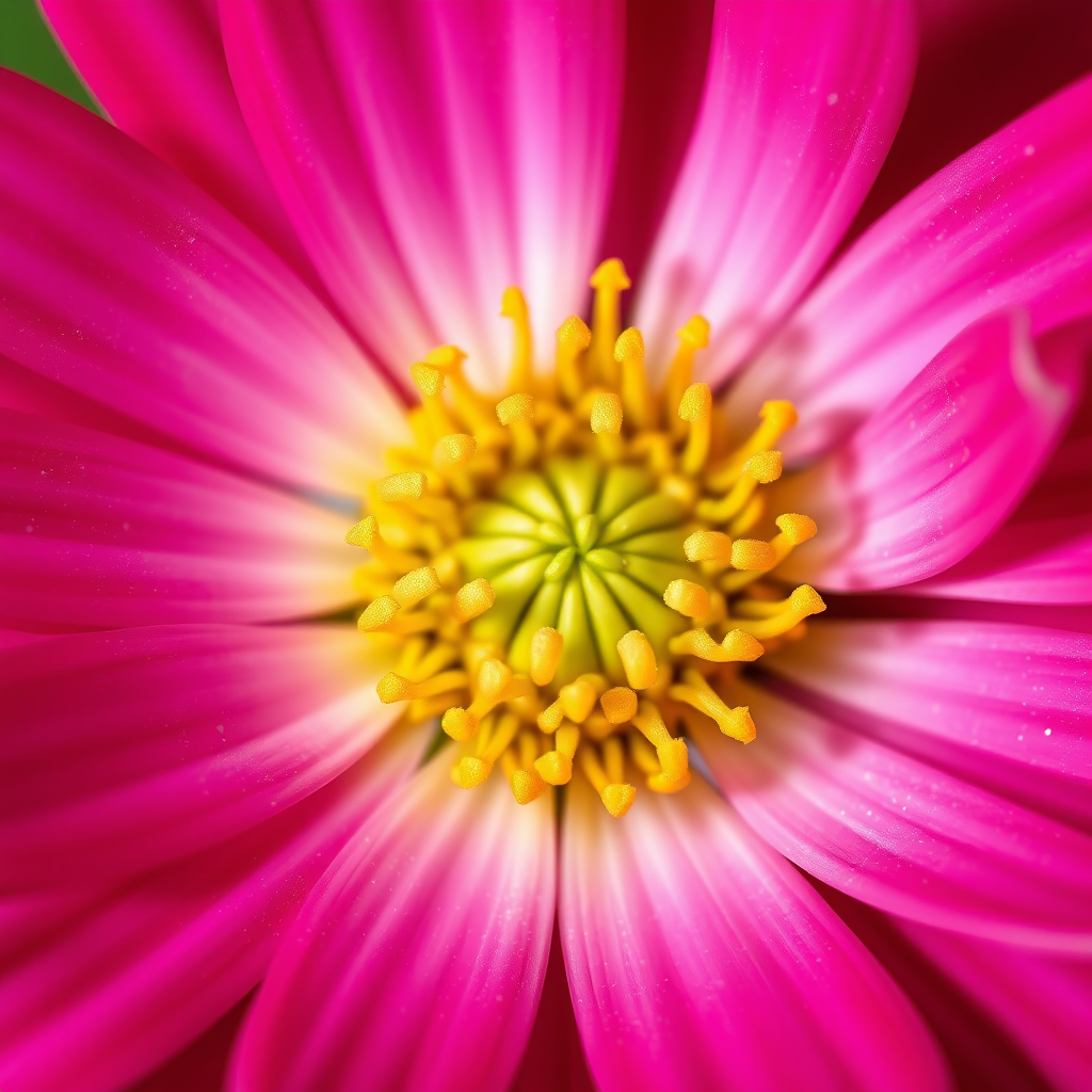highly detailed close-up of a pink flower with yellow center, macro shot, f/2.8 aperture, 50mm lens, soft natural lighting, DSLR camera, vibrant colors, high resolution