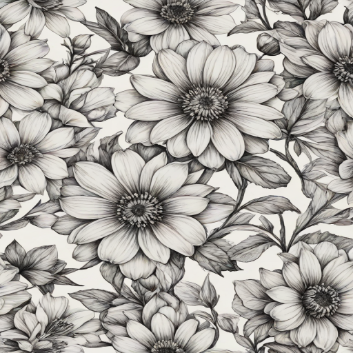 pencil drawn flowers