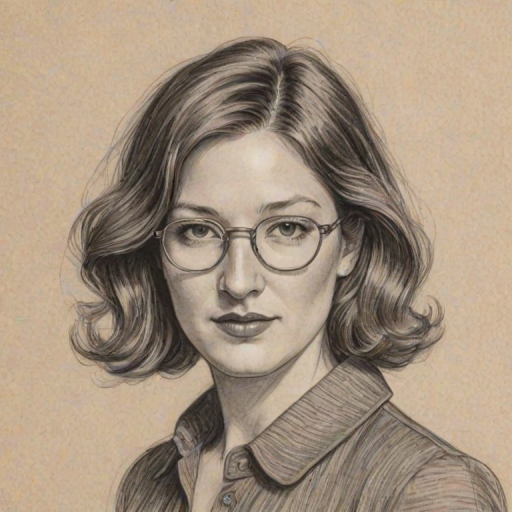Magnificent Kelly Macdonald, pencil sketch, portrait of Bewitching woman 1920s in glasses, hair style beatnik, outline, clear lines, fine lines, 8k