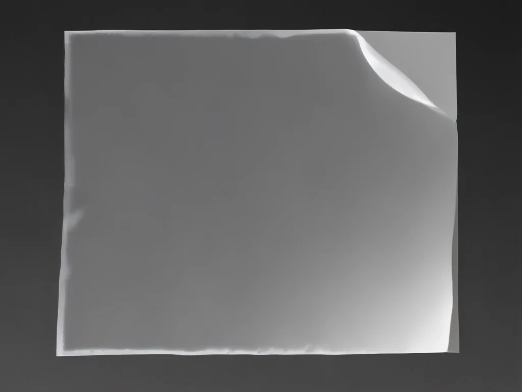 A Single Sheet of Transparent Plastic Film with a Slight Curling Edge.