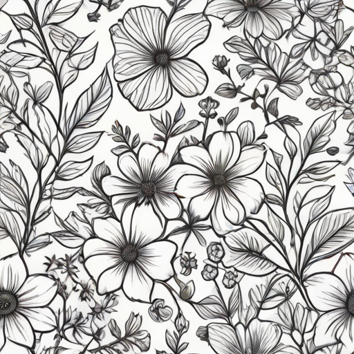 floral line art