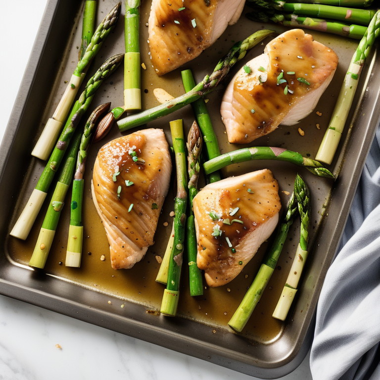 sheet pan miso honey chicken and asparagus