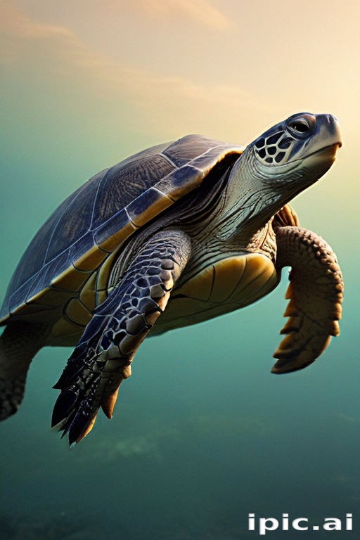 A Majestic Sea Turtle Gracefully Gliding Through Crystal Clear Ocean ...