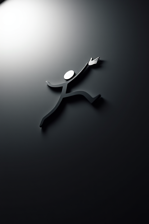 Create a minimalist logo of a dynamic figure in motion, reaching out with one arm to a small circular object, use a high-resolution camera at f/2.8 aperture, 35mm lens, 1/1000s shutter speed, shot from a low angle perspective with soft diffused lighting for clarity and depth.