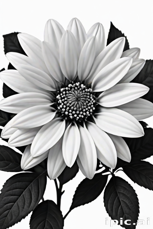 A Beautiful Black and White Close-Up of a Sunflower in Bloom