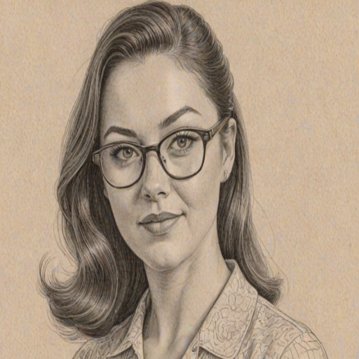 Appealing Lacey Turner, pencil sketch, portrait of Exquisite woman 1955s in glasses, hair style beatnik, outline, clear lines, fine lines, 8k