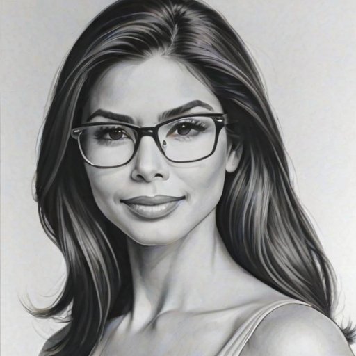 Gorgeous Roselyn Sanchez, pencil sketch, portrait of Wonderful woman 1960s in glasses, hair style beatnik, outline, clear lines, fine lines, 8k