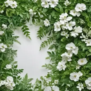 white and greenery background