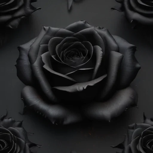 Elegant Arrangement of Deep Black Roses on a Dark Background