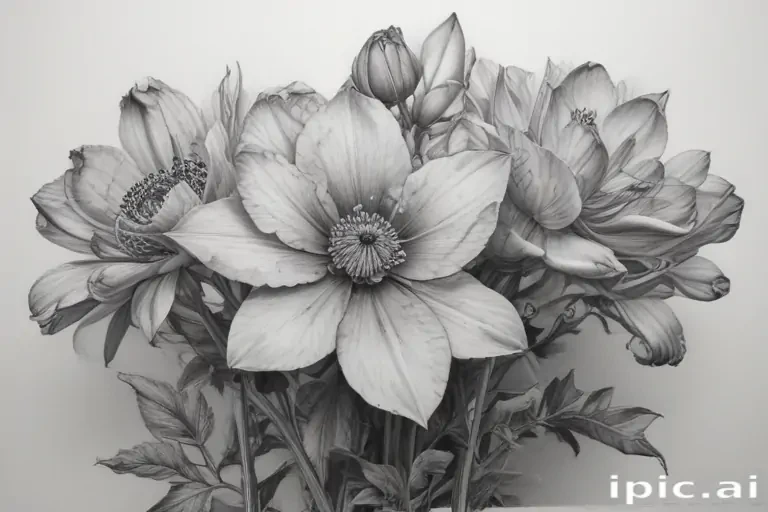 pencil drawn flowers