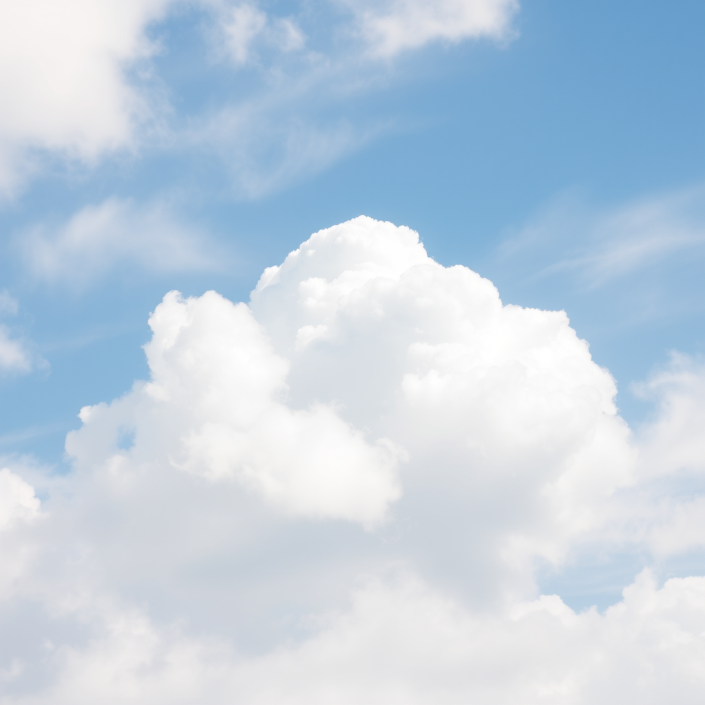 Create a fluffy white cloud illustration with soft edges, using a DSLR camera with a 50mm lens, aperture f/2.8, ISO 100, and a smooth soft-focus effect for enhanced image quality.